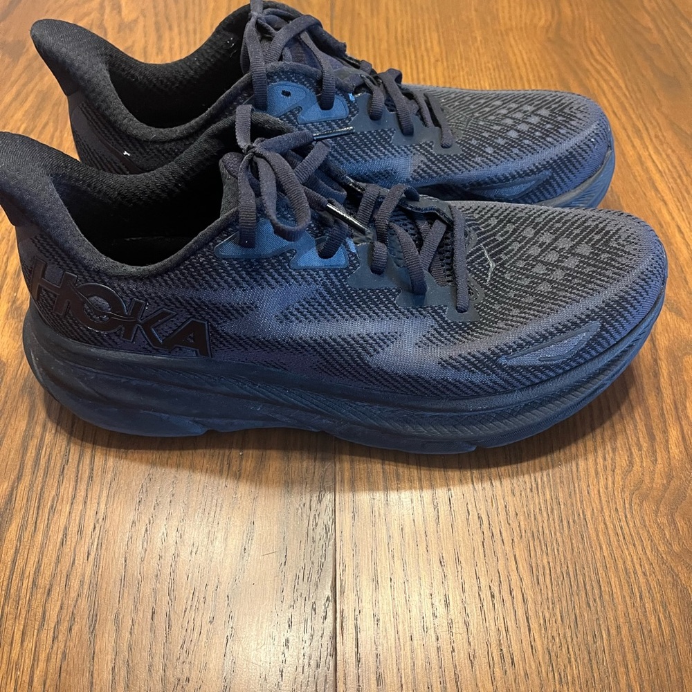 HOKA Black and Blue Running Shoes